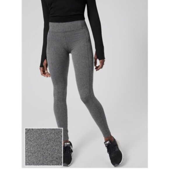 Athleta Delancey Herringbone Leggings Size S • Gray Zip Pocket Activewear - Picture 2 of 9